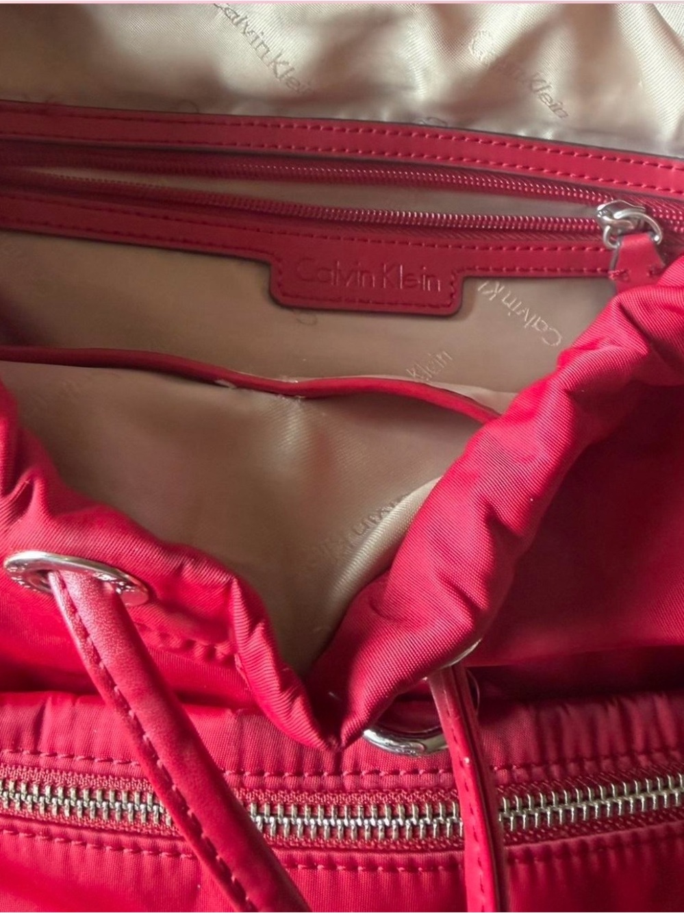 🦋Calvin Klein Hot Pink Nylon Backpack with Silver Hardware - Picture 4 of 5